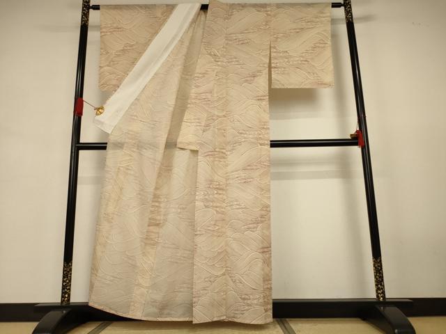 平和屋着物＊夏物　小紋　絽　立波文　洗える着物　AABJ3406jd