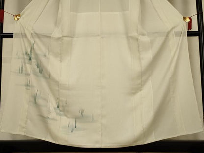 平和屋着物＊夏物　訪問着　縦絽　鷺　暈し染め　正絹　逸品　AABJ3407jd