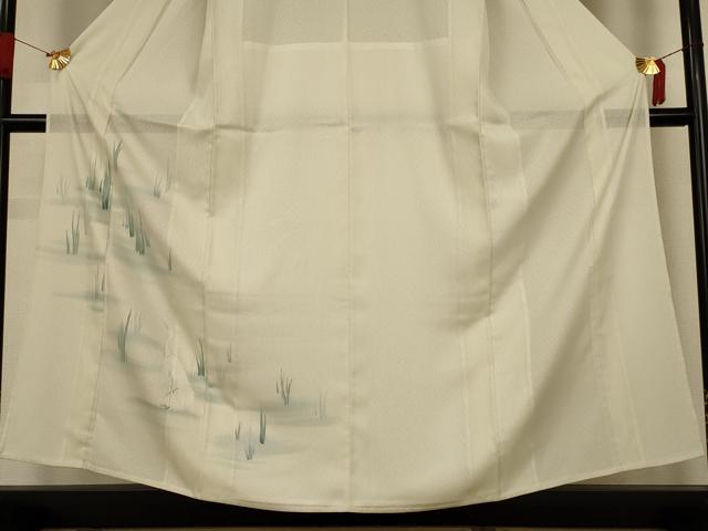 平和屋着物＊夏物　訪問着　縦絽　鷺　暈し染め　正絹　逸品　AABJ3407jd