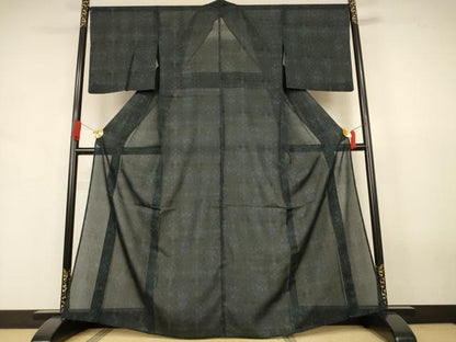 平和屋着物＊夏物　小紋　紗　立涌花文　洗える着物　AABJ3408jd