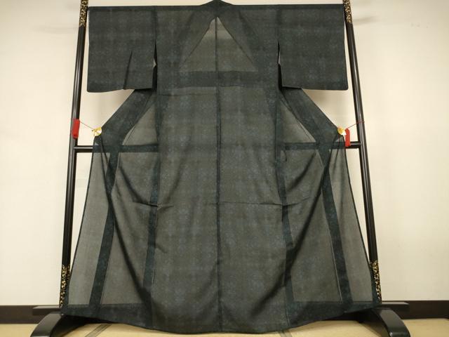 平和屋着物＊夏物　小紋　紗　立涌花文　洗える着物　AABJ3408jd