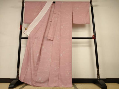 平和屋着物＊夏物　小紋　紗　芝花文　洗える着物　AABJ3412jd