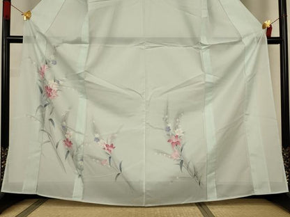 平和屋着物＊夏物　訪問着　絽　草花文　暈し染め　洗える着物　AABJ3413jd