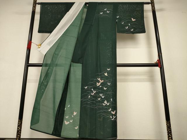 平和屋着物＊夏物　訪問着　絽　芝舞蝶文　洗える着物　AABJ3414jd