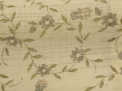 平和屋着物＊夏物　小紋　絽　紬地　草花文　正絹　逸品　AABJ3419jd