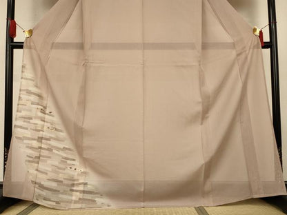 平和屋着物＊夏物　訪問着　変わり絽　刺繍　横段文　暈し染め　銀糸　正絹　逸品　AABJ3421jd