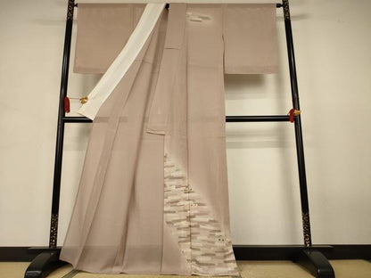 平和屋着物＊夏物　訪問着　変わり絽　刺繍　横段文　暈し染め　銀糸　正絹　逸品　AABJ3421jd
