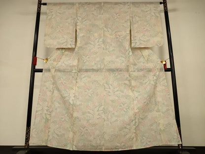 平和屋着物＊夏物　本場大島紬　夏大島　草花文　正絹　逸品　AABJ3423jd