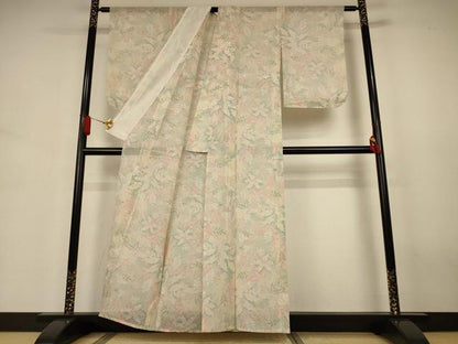 平和屋着物＊夏物　本場大島紬　夏大島　草花文　正絹　逸品　AABJ3423jd