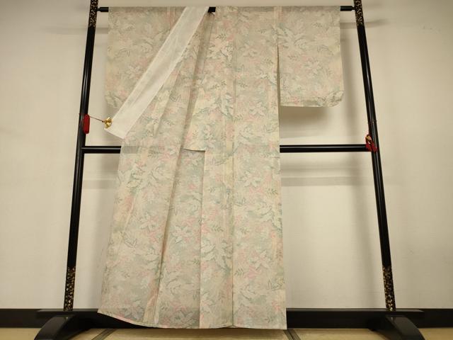 平和屋着物＊夏物　本場大島紬　夏大島　草花文　正絹　逸品　AABJ3423jd