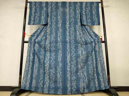 平和屋着物＊夏物　小紋　絽　草花間道　正絹　逸品　AABJ3424jd