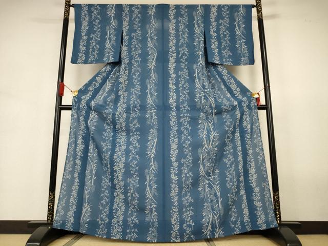 平和屋着物＊夏物　小紋　絽　草花間道　正絹　逸品　AABJ3424jd