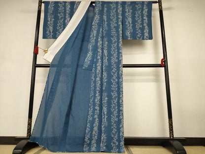 平和屋着物＊夏物　小紋　絽　草花間道　正絹　逸品　AABJ3424jd