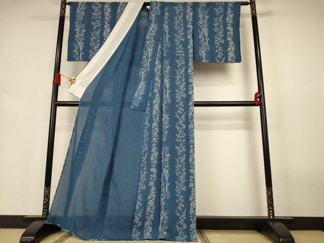 平和屋着物＊夏物　小紋　絽　草花間道　正絹　逸品　AABJ3424jd