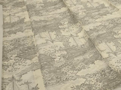 平和屋着物＊夏物　本場大島紬　夏大島　白大島　風景文　正絹　逸品　AABJ3425jd