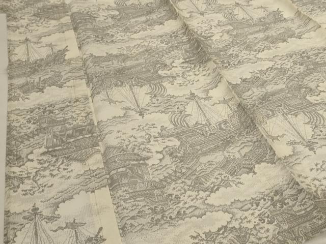 平和屋着物＊夏物　本場大島紬　夏大島　白大島　風景文　正絹　逸品　AABJ3425jd