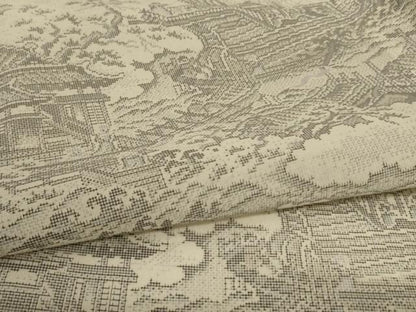 平和屋着物＊夏物　本場大島紬　夏大島　白大島　風景文　正絹　逸品　AABJ3425jd