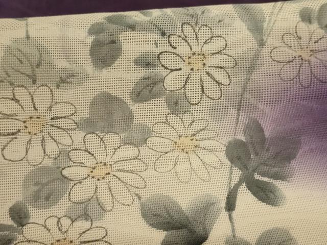 平和屋着物＊夏物　訪問着　紗　手描き　草花文　暈し染め　正絹　逸品　AABJ3426jd