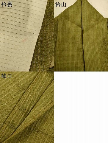平和屋着物＊夏物　紗紬　縞　正絹　逸品　AABJ3433jd