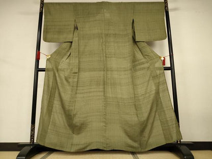 平和屋着物＊夏物　紗紬　縞　正絹　逸品　AABJ3433jd