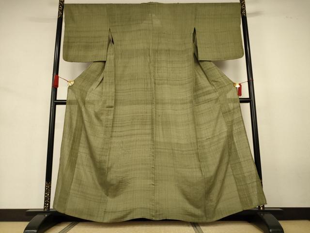 平和屋着物＊夏物　紗紬　縞　正絹　逸品　AABJ3433jd