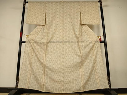 平和屋着物＊夏物　小紋　紗　麻の葉文様　洗える着物　AABJ3437jd