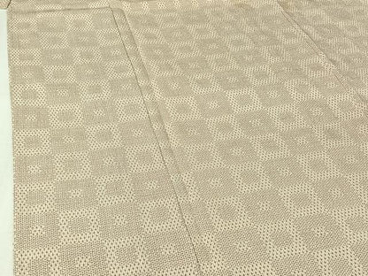 平和屋着物▽本塩沢　単衣　110亀甲　幾何学文様　正絹　逸品　AABJ3441jh