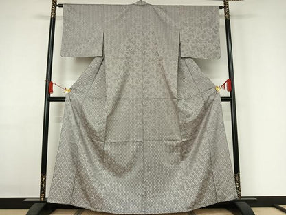平和屋着物▽小紋　単衣　幾何学文様　洗える着物　AABJ3447jh