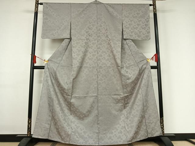 平和屋着物▽小紋　単衣　幾何学文様　洗える着物　AABJ3447jh