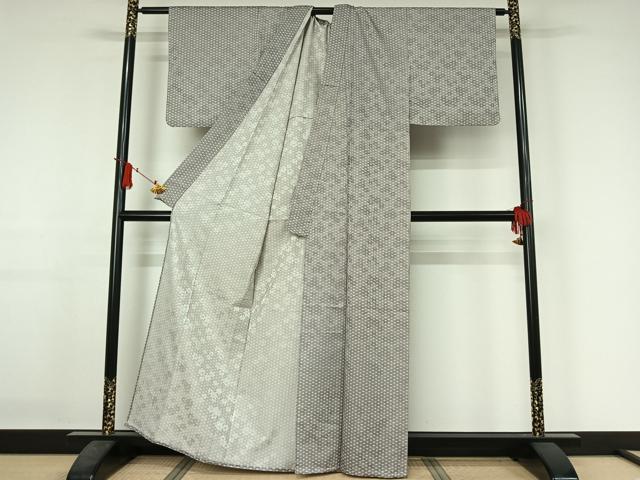 平和屋着物▽小紋　単衣　幾何学文様　洗える着物　AABJ3447jh