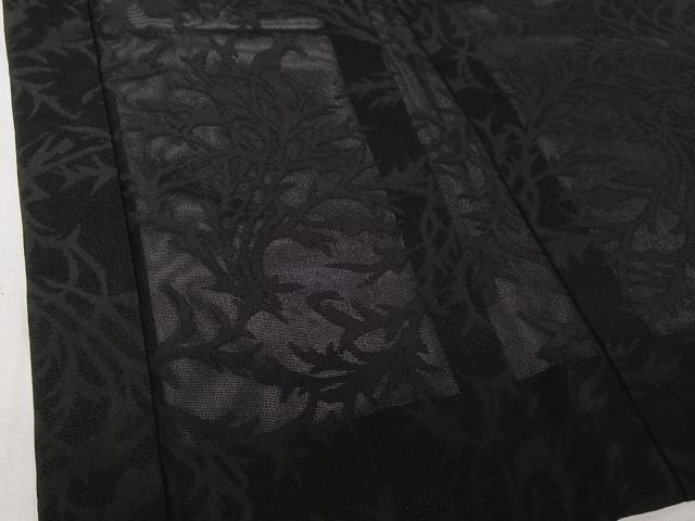 平和屋着物▽羽織　スリーシーズン　春夏秋　塵除け　草葉紋紗　黒地　正絹　逸品　AABJ3450jh