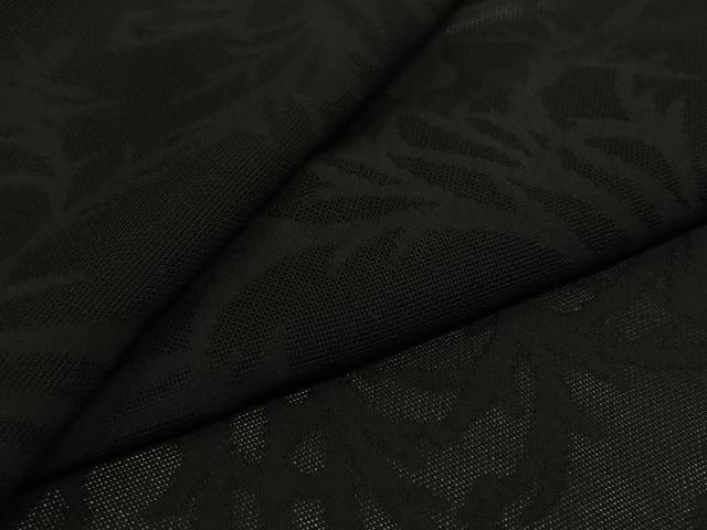 平和屋着物▽羽織　スリーシーズン　春夏秋　塵除け　草葉紋紗　黒地　正絹　逸品　AABJ3450jh