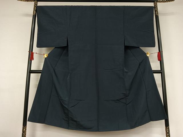 平和屋着物▽男性　紬　単衣　鉄御納戸色　正絹　逸品　AABJ3451jh