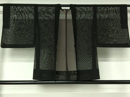 平和屋着物▽羽織　スリーシーズン　春夏秋　塵除け　黒地　正絹　逸品　AABJ3455jh