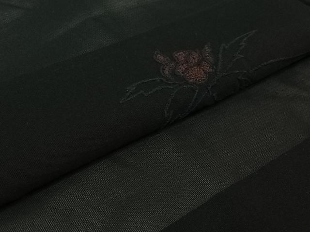 平和屋着物▽羽織　スリーシーズン　春夏秋　塵除け　総刺繍　草花文　黒地　正絹　逸品　AABJ3457jh