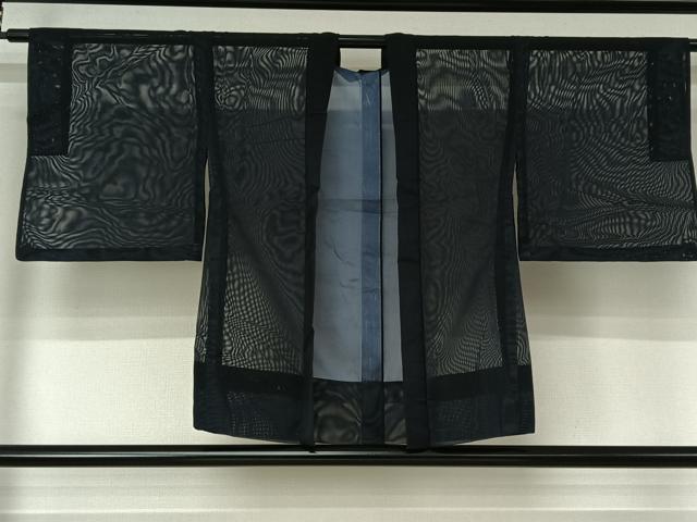 平和屋着物▽羽織　スリーシーズン　春夏秋　塵除け　黒地　正絹　逸品　AABJ3458jh
