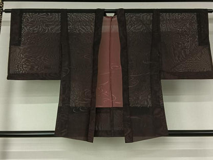 平和屋着物▽羽織　スリーシーズン　春夏秋　塵除け　流水文　黒地　正絹　逸品　AABJ3460jh
