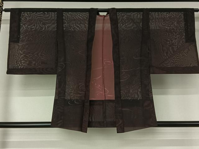 平和屋着物▽羽織　スリーシーズン　春夏秋　塵除け　流水文　黒地　正絹　逸品　AABJ3460jh