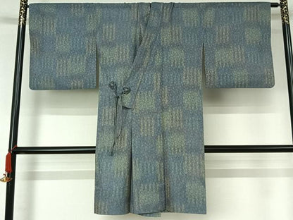 平和屋着物▽道中着　スリーシーズン　春夏秋　塵除け　草花文　ロング丈　正絹　逸品　AABJ3462jh