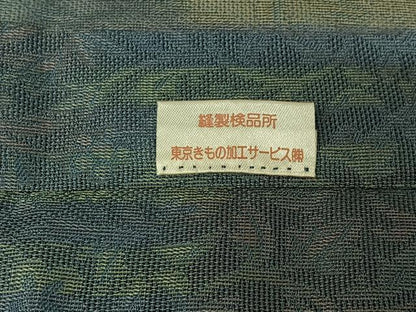 平和屋着物▽道中着　スリーシーズン　春夏秋　塵除け　草花文　ロング丈　正絹　逸品　AABJ3462jh