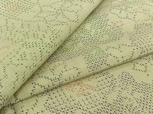 平和屋着物▽上質な紬　単衣　花蝶文　正絹　逸品　AABJ3463jh