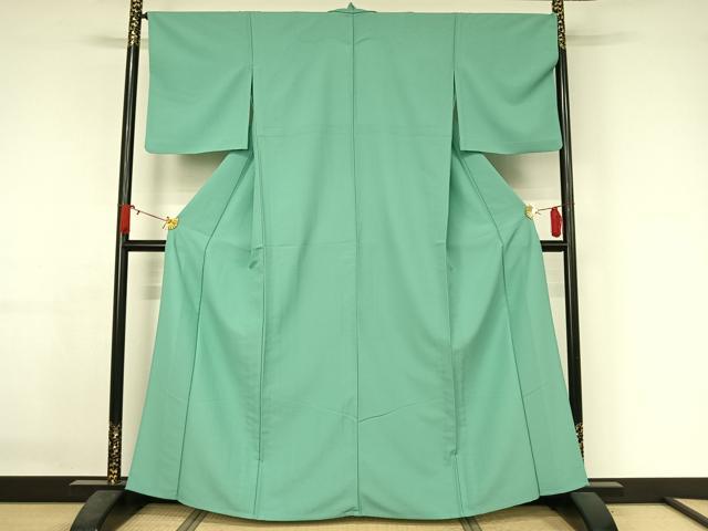 平和屋着物▽色無地　単衣　青磁色　洗える着物　AABJ3465jh