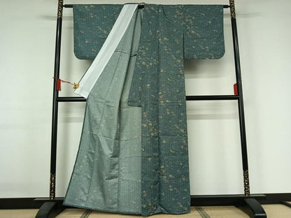 平和屋着物▽小紋　単衣　吹き寄せ文　洗える着物　AABJ3466jh