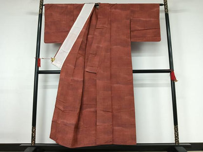 平和屋着物▽上質な紬　単衣　霞文　正絹　逸品　AABJ3469jh