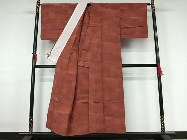 平和屋着物▽上質な紬　単衣　霞文　正絹　逸品　AABJ3469jh