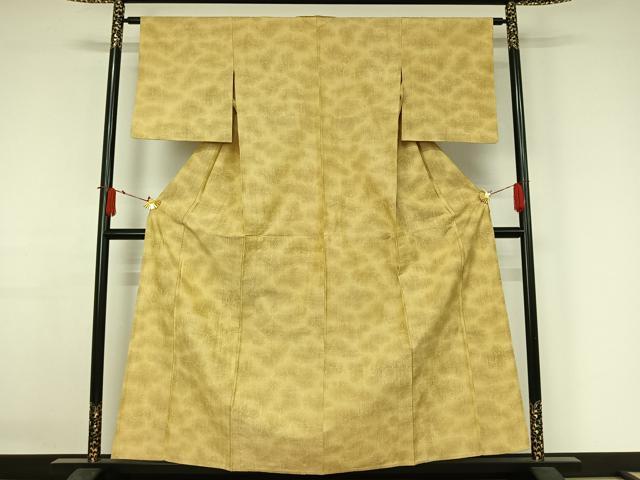 平和屋着物▽上質な紬　単衣　草花文　正絹　逸品　AABJ3471jh