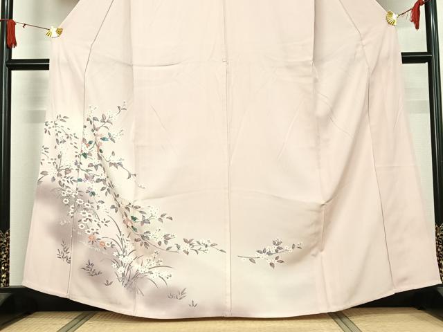 平和屋着物▽訪問着　単衣　流水花籬文　暈し染め　正絹　逸品　AABJ3474jh