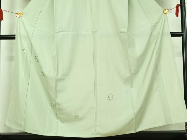 平和屋着物▽訪問着　単衣　紬地　総刺繍　仕覆花文　銀糸　正絹　逸品　AABJ3475jh