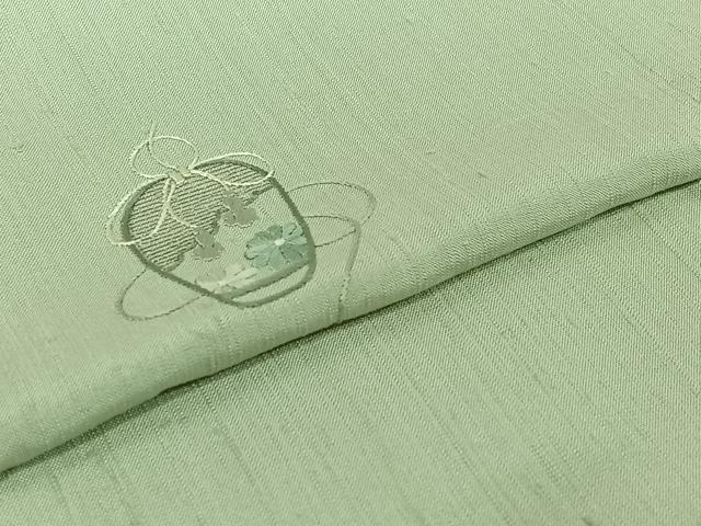 平和屋着物▽訪問着　単衣　紬地　総刺繍　仕覆花文　銀糸　正絹　逸品　AABJ3475jh