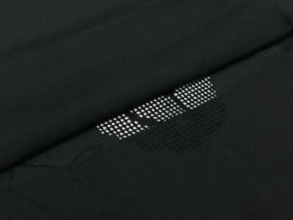 平和屋着物▽羽織　スリーシーズン　春夏秋　塵除け　草葉文　黒地　正絹　逸品　AABJ3476jh